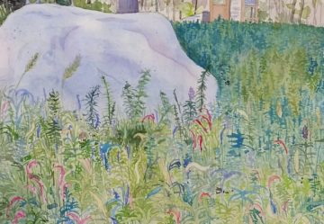 Meadow Rock, watercolor, 10 x 10