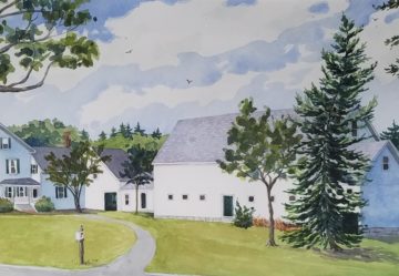 The Farm, watercolor, 11 x 22