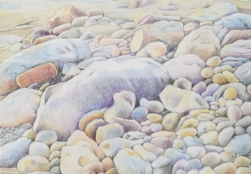 Stones, colored pencil, 9 x 12